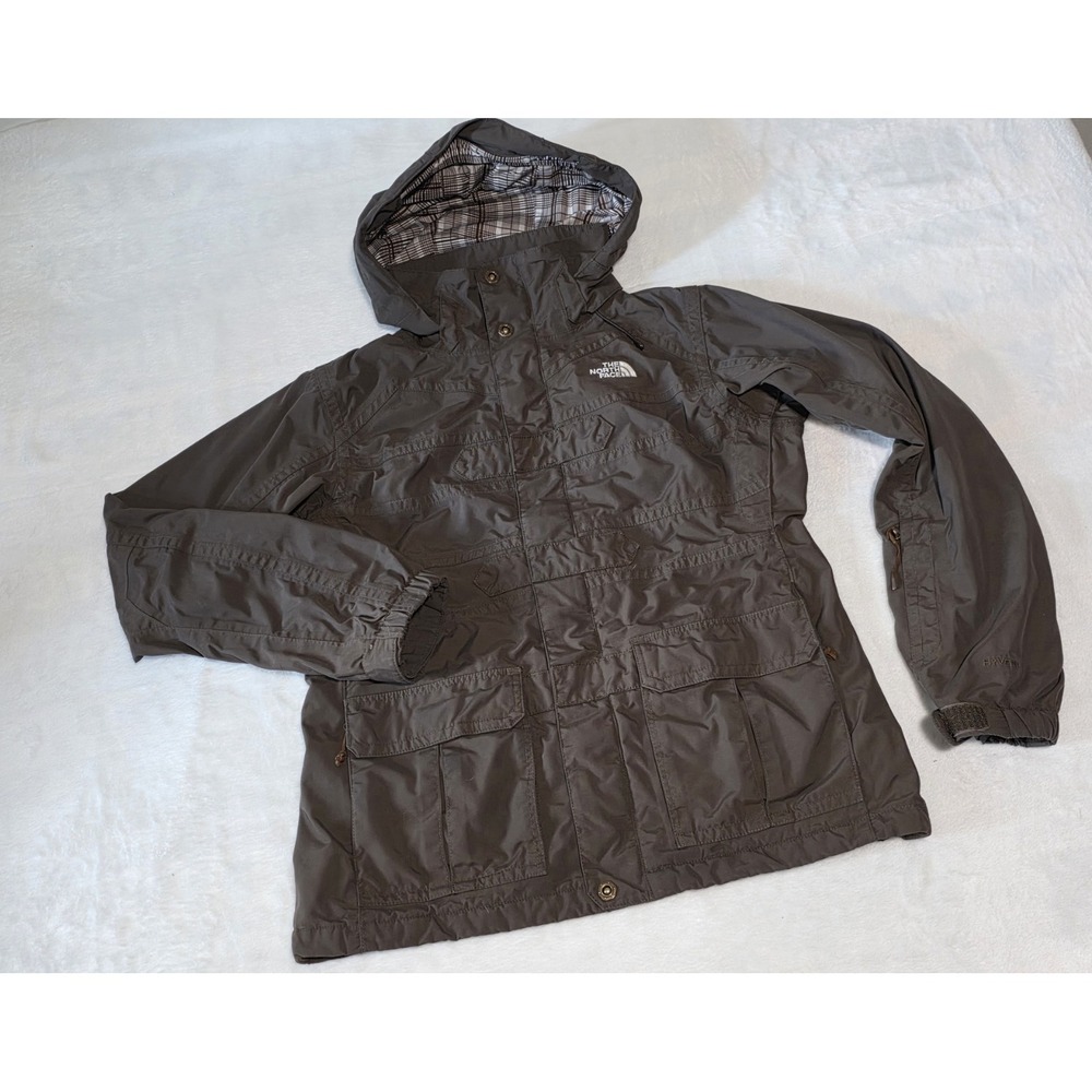 The North Face Vintage Y2K Womens Medium Brown Hooded Waterproof Spring Jacket